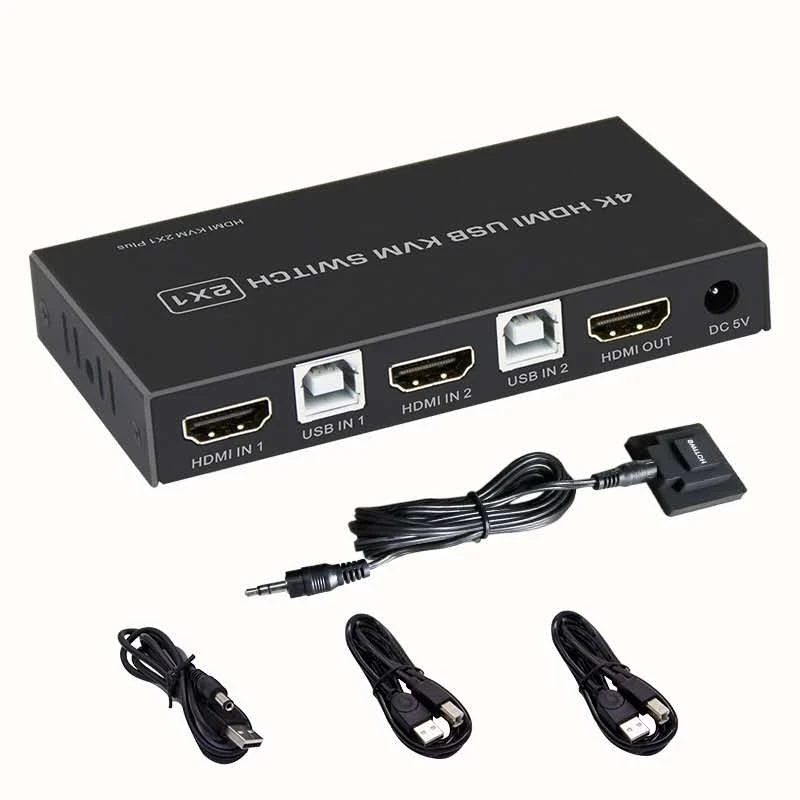 

Квм-Консоль HDMI 2 в 1, 4 K, USB HDMI1.4, квм-консоль, сплиттер, поддержка удаленного пробуждения, для клавиатуры, мыши, монитора принтера