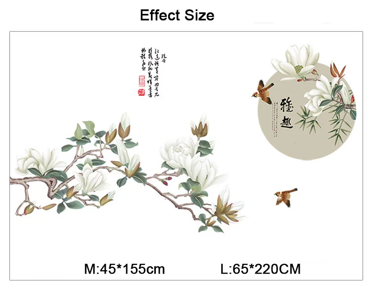 

Chinese Style Flower Wall Stickers Teenager Home Office Decor Aesthetic Living Room Bedroom Decoration Self Adhesive Wallpaper