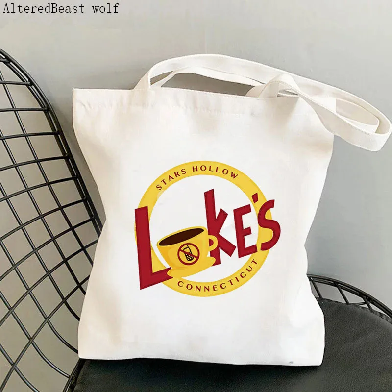 

Сумка для покупок Gilmore для девочек, милая сумка-тоут с принтом люка, Женская холщовая сумка-шоппер на плечо в стиле Харадзюку