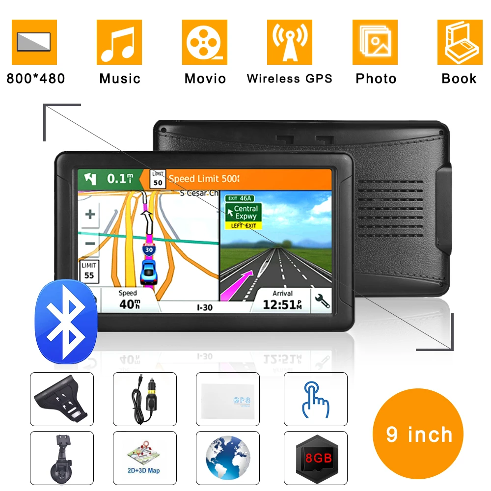 9 дюймовый автомобильный gps навигатор 256 м 8 Гб Bluetooth Карта Европы России