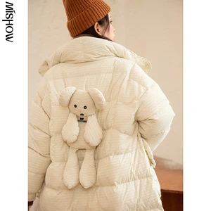 MISHOW 2020 зимние пуховые пальто для женщин с милым медведем кукла твердые большие карманы теплые пальто женские длинные куртки MX20D8928