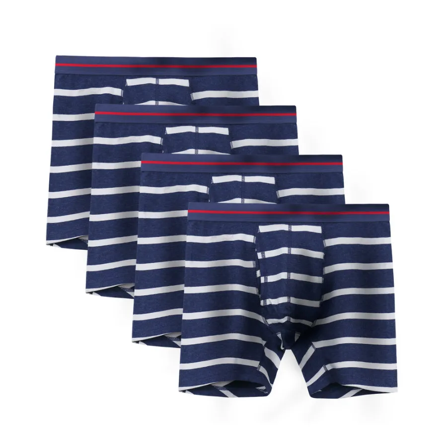 4Pcs A2388 Blue 4 шт./партия, новое качество, Mr fashion, сексуальный бренд, хлопок, Аутентичные, U выпуклые, мужские, плюс длинные боксеры, шорты, специальное большое нижнее белье, жир - Цвет: 4Pcs A2388 Blue