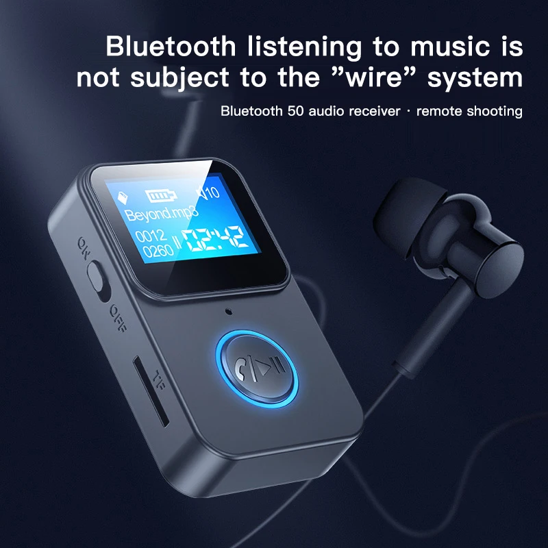 

Bluetooth-compatible 5.0 Audio Adapter Noise Reduction Receiver With LCD Screen MP3 Player Remote Control Supports TF Cards