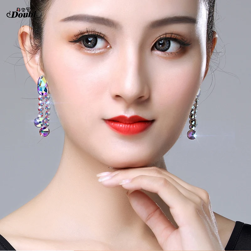 Двойные Профессиональные длинные серьги гвоздики для танцев аксессуары