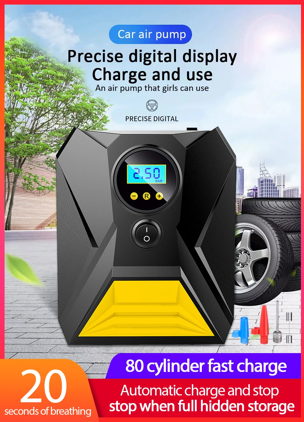 

Digital Tire Inflator DC 12 Volt Car Portable Air Compressor Pump 150 PSI Car Air Compressor for Auto Car Motorcycles Bicycles