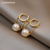 shangzhihua simple french luxury pearl earrings for women high class sense fashion girl unusual jewelry accessories gift