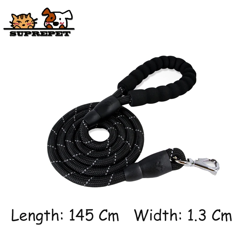 Round Strap Black SUPREPET поводок для собак Хаски очень прочный нейлон поводок для собак жилет Лидер поводок ошейник регулируемый поводок Светоотражающие принадлежности для собак - Цвет: Round Strap Black