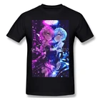 Rem и Ram верхняя одежда негабаритных дизайн Re zero Субару Нацуки Аниме Мужская футболка из хлопка
