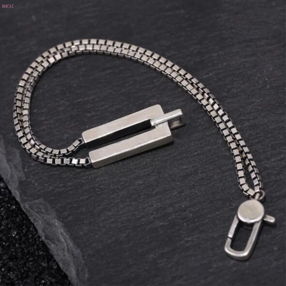 BOCAI S925 Серебряный браслет тайский серебряный прилив мужская сумка в стиле ретро