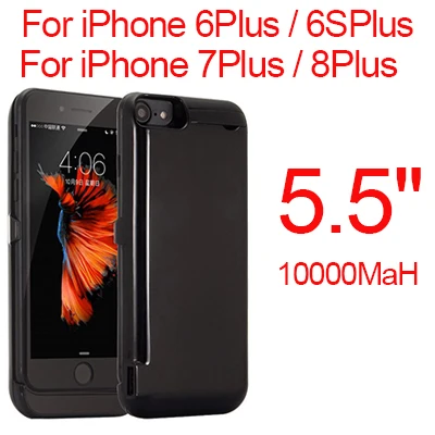 Black 6P 6sP 7P 8P 10000 мА/ч, Мощность чехол для iPhone 6 6s 7 plus чехол Батарея Зарядное устройство чехол для iPhone 6 6s 7 8 плюс Мощность Bank зарядное устройство чехол Мощность банка - Цвет: Black 6P 6sP 7P 8P