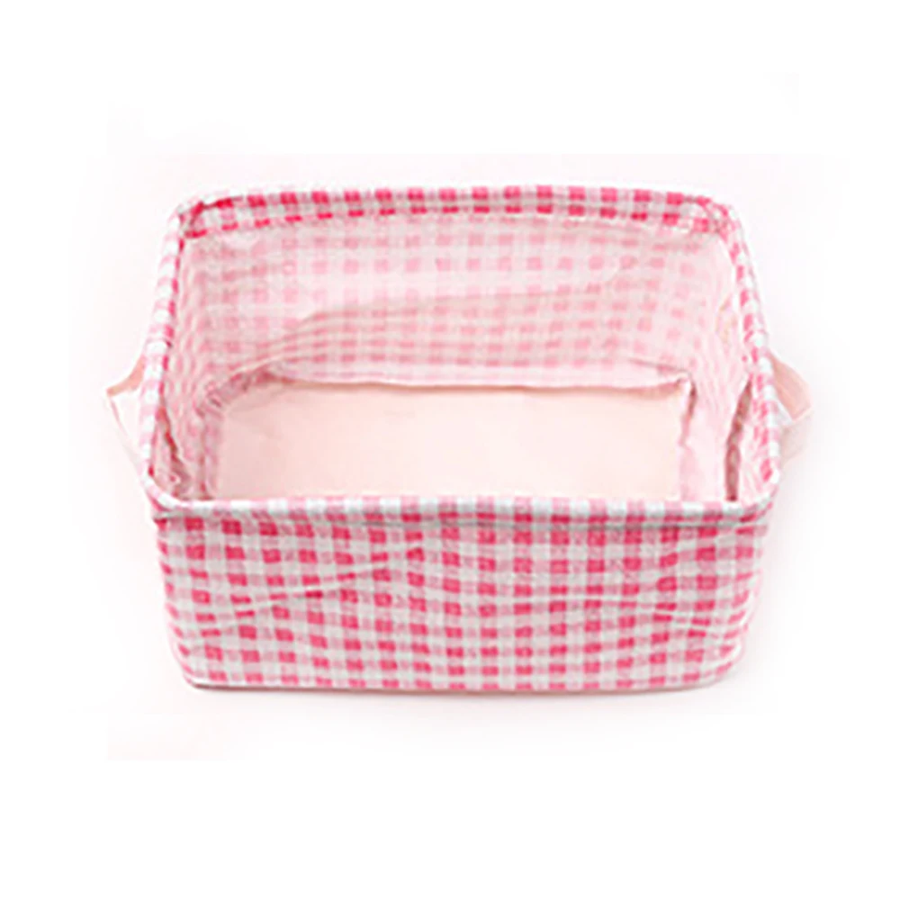 Милый розовый клетчатый Ящик для игрушек Saim коробка хранения из хлопка и льна