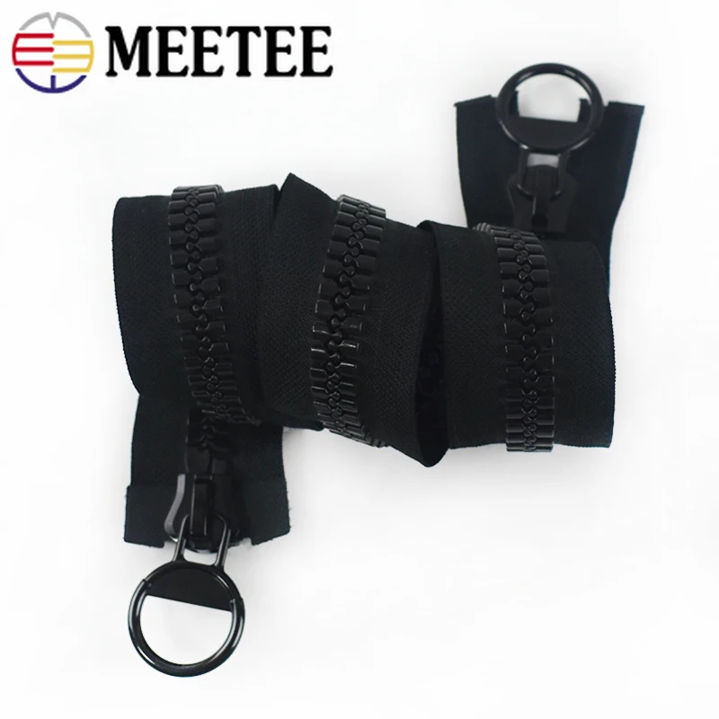 Meetee 20 # очень большие молнии из смолы черные двойные ползунки открытые для шитья