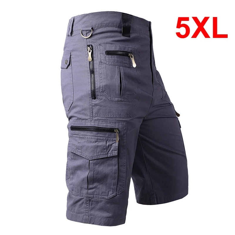 

2021 New Summer Autumn Calf-Length Pants Mens Cargo Pant Multi-pocket Zipper Design Tactical Military Hiking Pants Plus Size 5XL