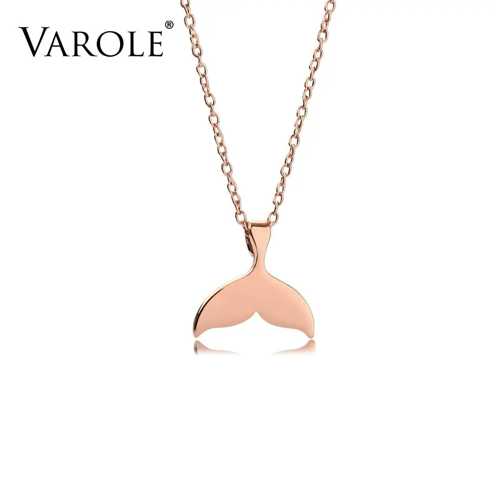 VAROLE 16in модные КИТ хвост небольшой кулон и ожерелье для женщин Золотой Цвет из