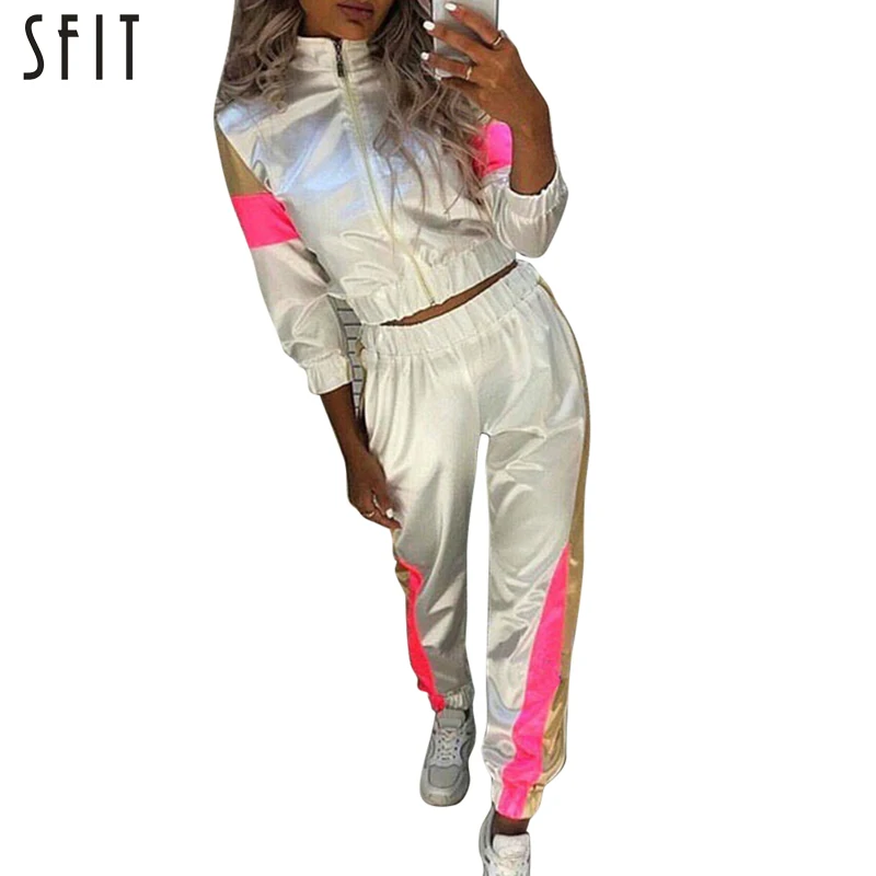 SFIT комплект из двух предметов, спортивный костюм для женщин, элегантный топ и штаны, комплект, осень, женские повседневные спортивные костюмы, одежда для фитнеса, комплект из двух предметов