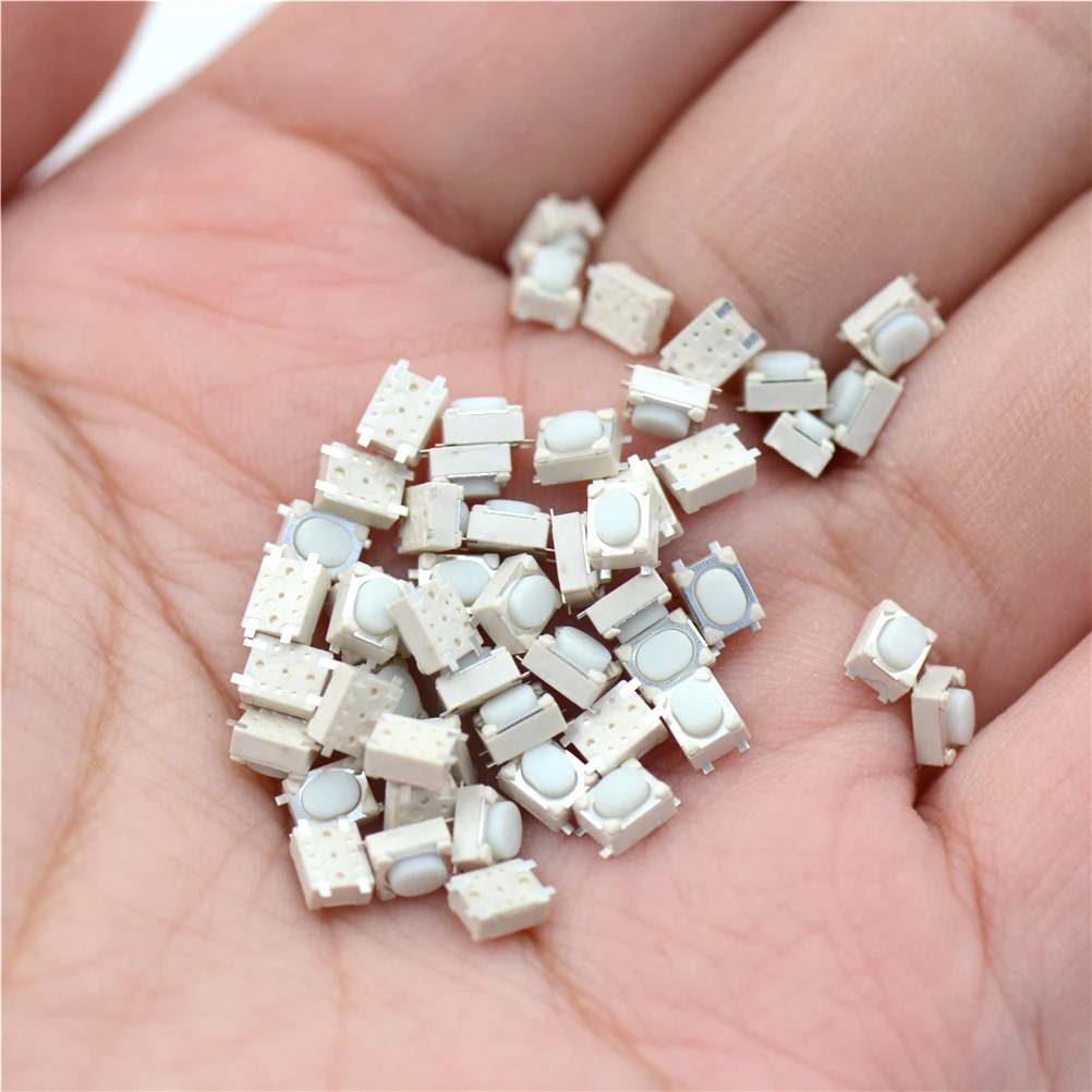 50 шт./лот Микро Кнопочный тактовый переключатель SMD 4Pin 3x4x2 5 мм белый тактильный