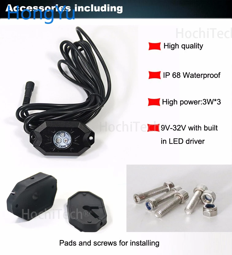 

RGB LED Rock Lights Wireless Bluetooth Music Flashing Multi Colors For Jeep wrangler Boat Truck undercar light