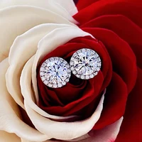 with certificate original tibetan silver s925 earrings women simple fashion crystal stud earrings wedding jewelry accessories