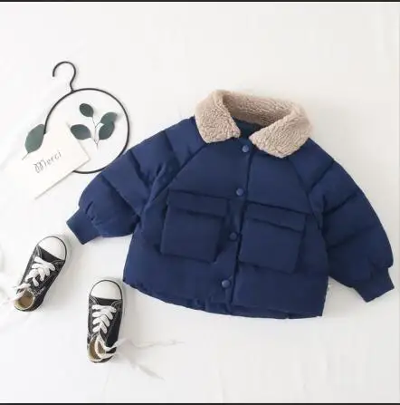 Navy Blue Детские куртки модные пуховики для мальчиков и девочек; Теплая Повседневная Верхняя одежда для детей; пальто для маленьких мальчиков; сезон зима-осень - Цвет: Navy Blue