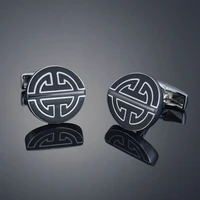 1 pair round shape vintage pattern grey cufflinks for mens jewelry shirt cufflinks buttons cuff link wedding gift