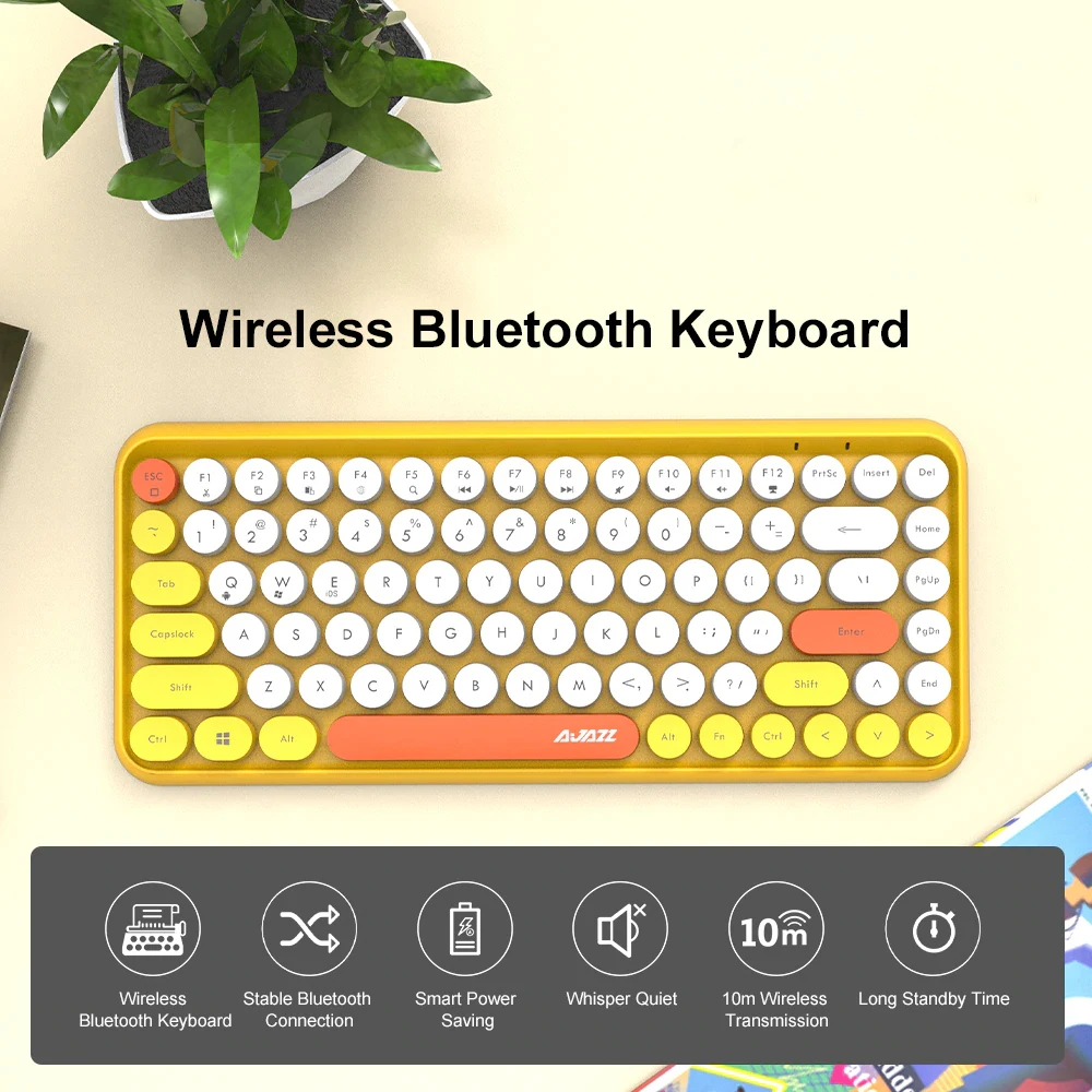 

Черный джаз 308i клавиатура Офис 84 клавиши панк Беспроводной Bluetooth клавиатура мобильный телефон клавиатура для IOS Android Microsoft