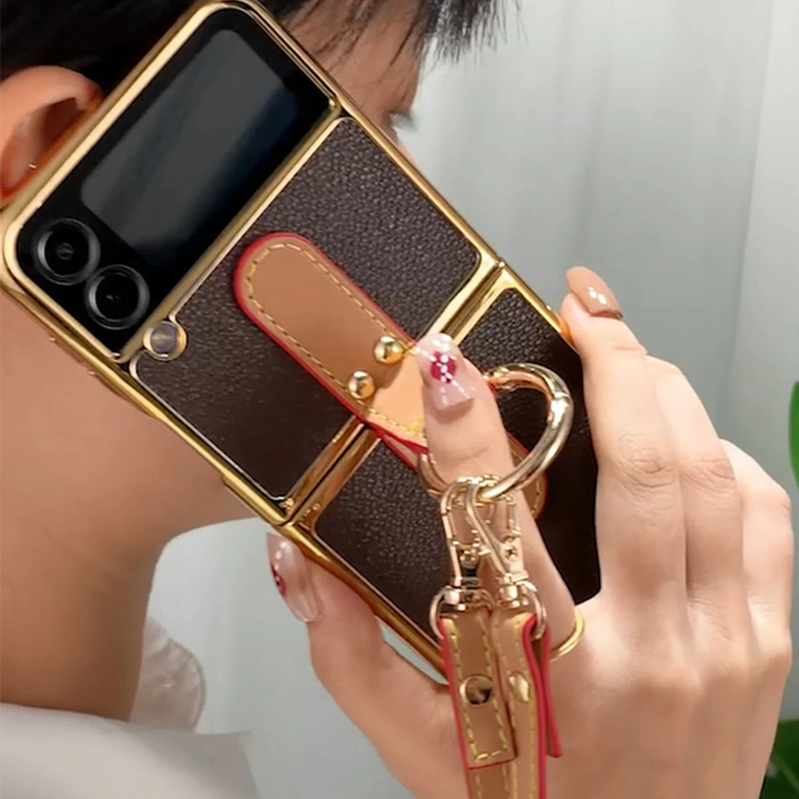 case for samsung galaxy z flip 3 5g case with cute crossbody shoulder strap silicone anti scratch shookproof phone cover free global shipping