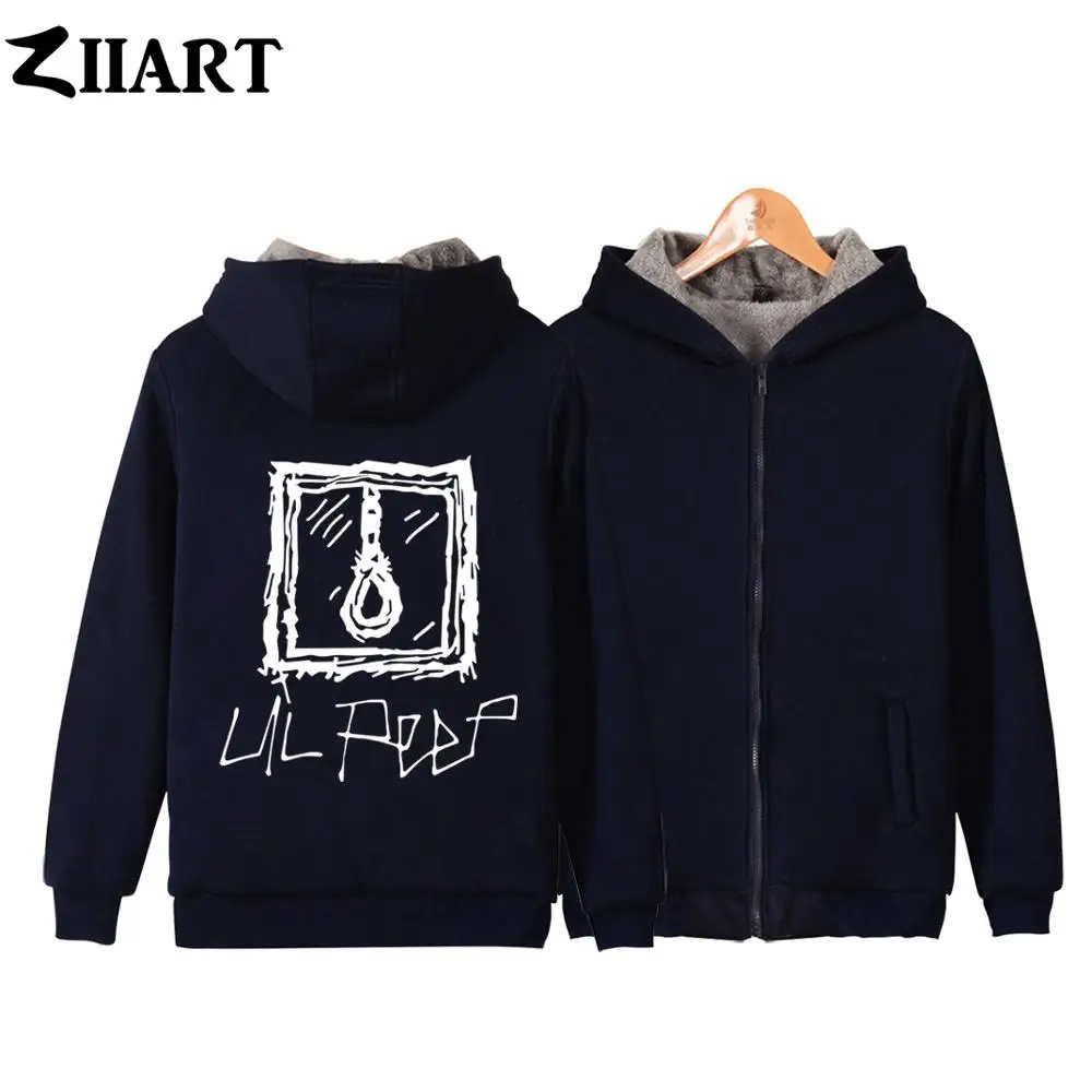 Sad Face Noose Lil Peep CRY BABY Love Tattoo Man Boy Parkas Full Zip Coat Plus Velvet Autumn Winter Couple Clothes ZIIART