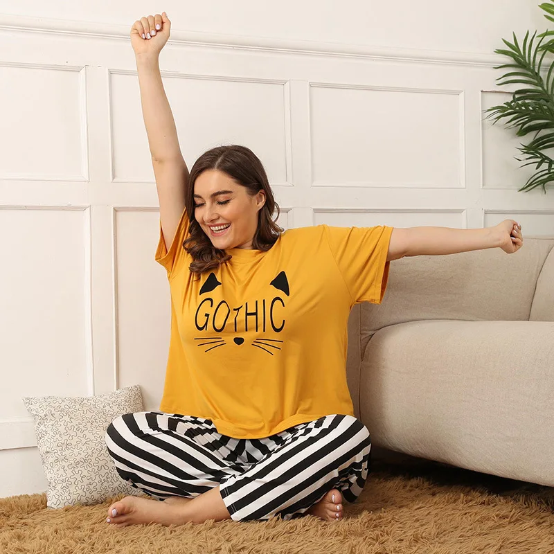 2 шт. пижамы размера плюс для женщин сексуальное женское белье пижамный комплект