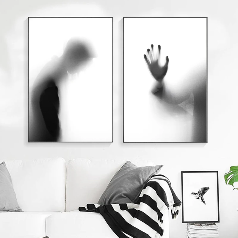 Рисунок Силуэт черный белый холст плакат абстрактная настенная живопись Печать