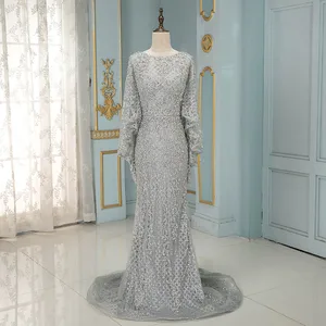 Вечерние платья YQLNNE Couture, Серебряные стразы, длинные блестящие платья-русалки с бисером и шалью