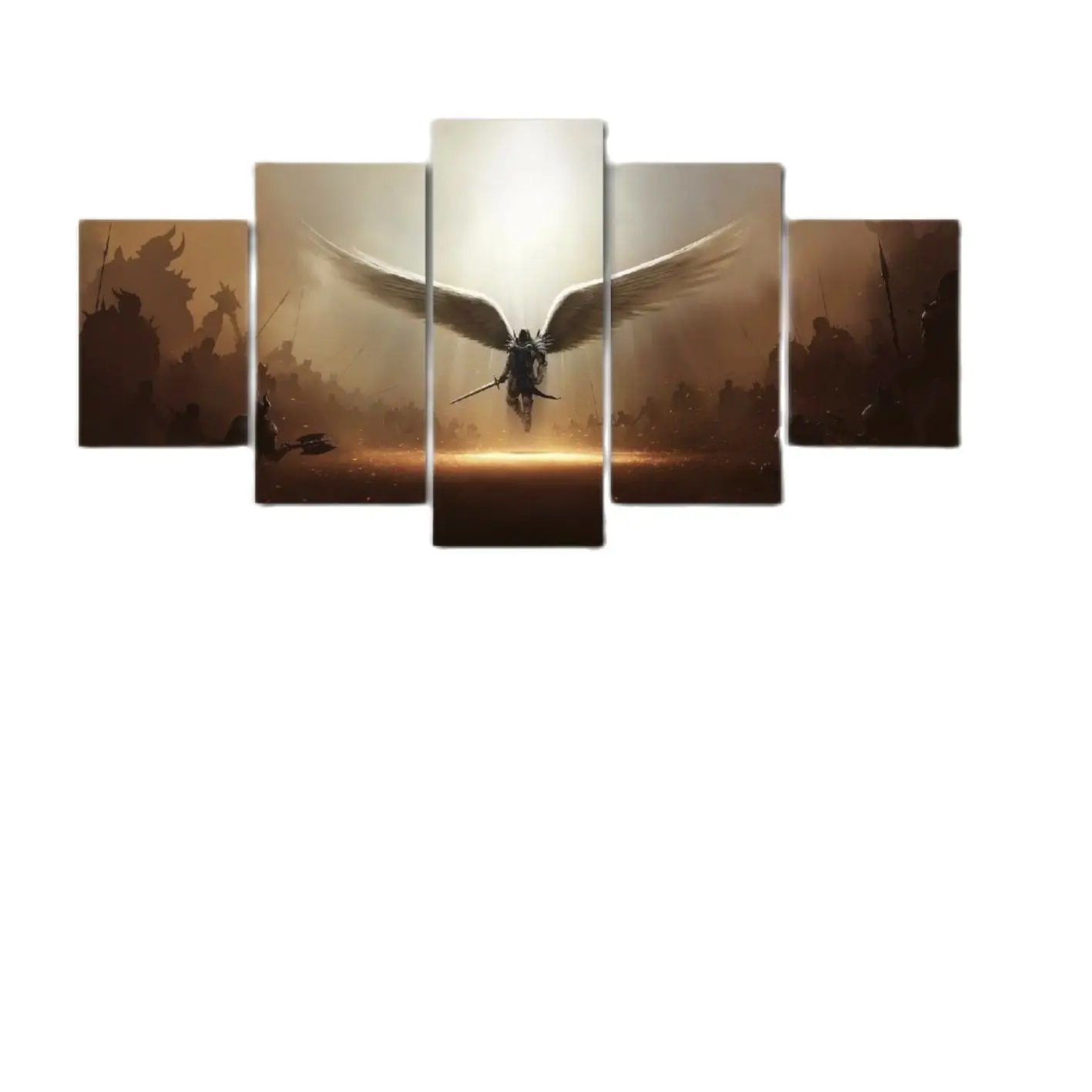 

Warrior Angel Michael Christian 5 Piece No Framed Canvas Picture Print Wall Art Canvas Painting Wall Decor for Living Room