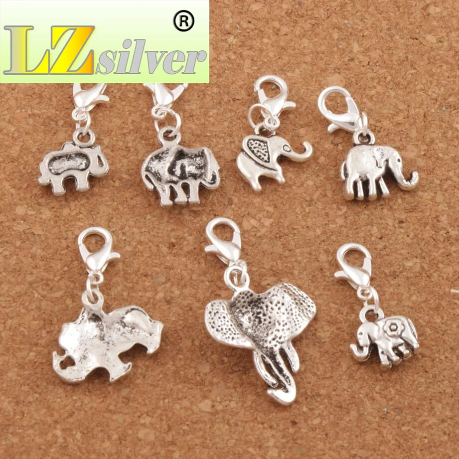 Mix Elephant Clasp European Lobster Trigger Clip On Charm Beads 140pcs zinc alloy Findings CM53