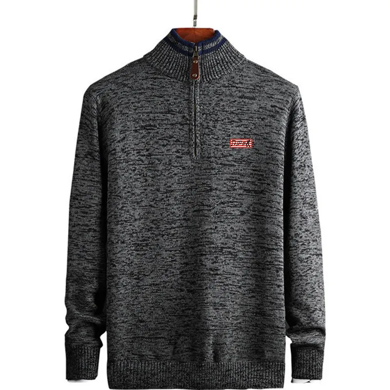 

New Men's Sweaters Stand Collar Autumn Winter Warm Cashmere Wool Zipper Pullover Sweaters Man Casual Knitwear Slim Fit Tops Men