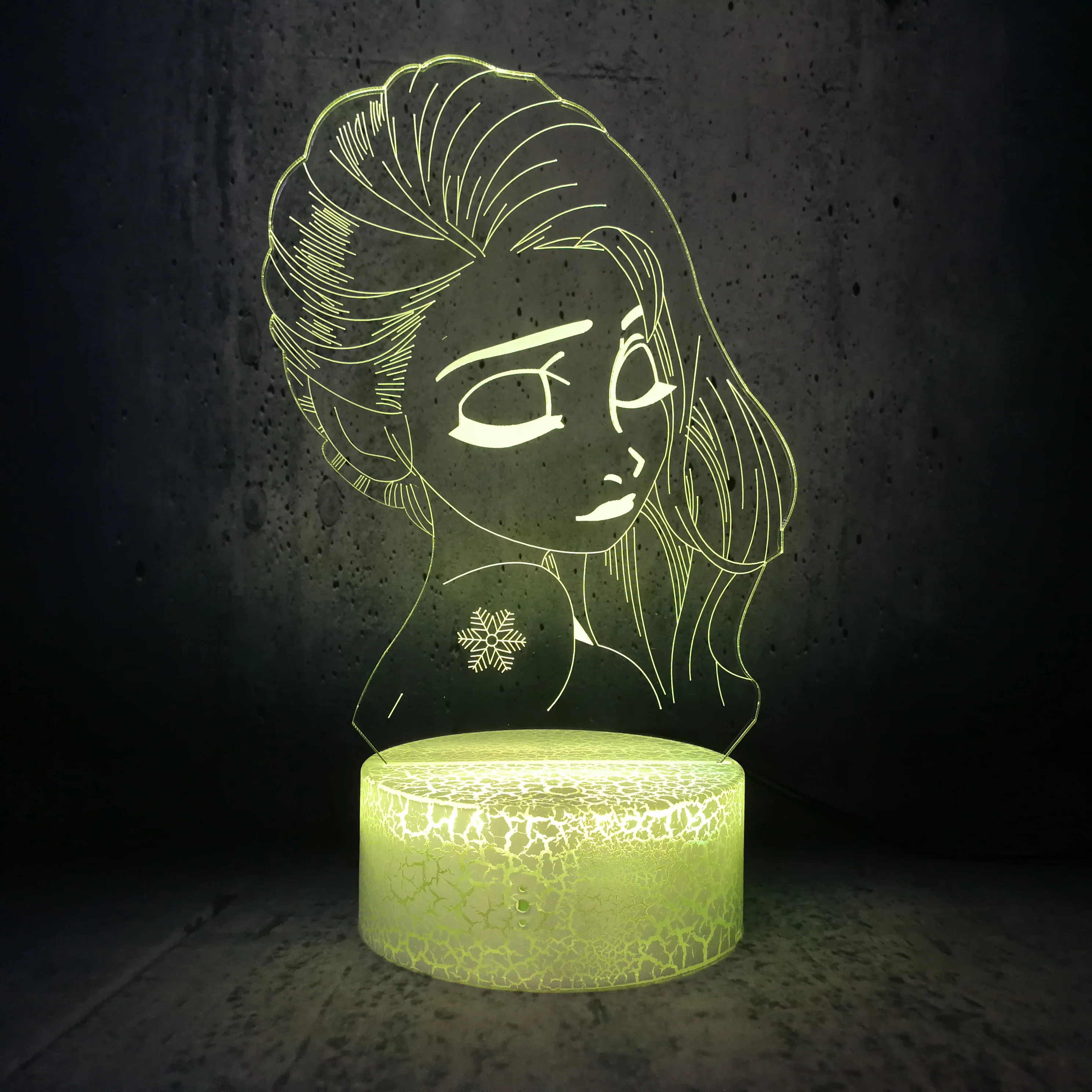 Beauty Girl Elsa 3D USB светодиодный светильник светящаяся сказочная татуировка цветок