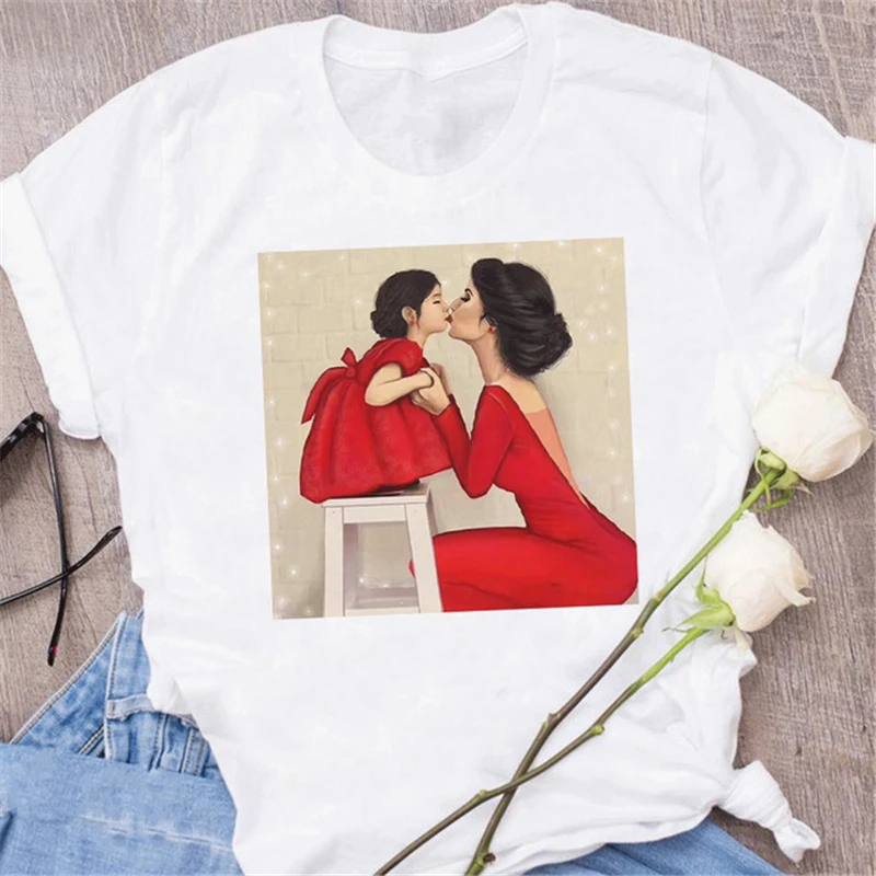 

Plus Size Women Summer Print Aesthetics Graphic Casual MOM T-shirt Women Harajuku Streetwear Short Sleeve O-Neck Tops Tees