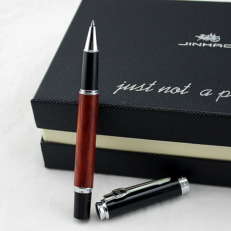 Jinhao 8802 Роскошная металлическая фоторучка с деревянным роликом школьные