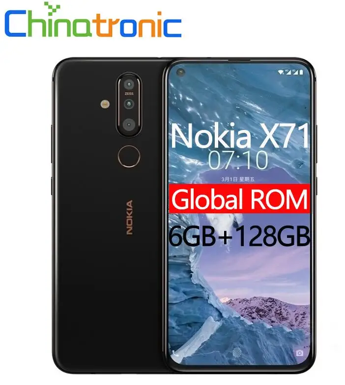 6GB 128GB Black Мобильный телефон с глобальной прошивкой Nokia X71 6GB 128GB Android P 4G FDD LTE 6,3" 19:9 FHD+ Snapdragon 660 Восьмиядерный 3500mAh сканер отпечатков пальцев - Цвет: 6GB 128GB Black