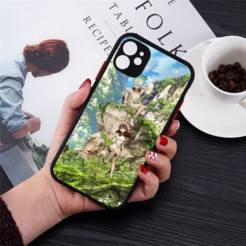 

Cartoon Dr.STONE Phone Case Matte Transparent for iPhone 7 8 11 12 s mini pro X XS XR MAX Plus cover funda