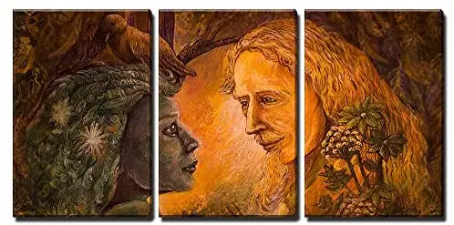 3 шт. холст настенное искусство древесный сухой волшебный и золотой человек
