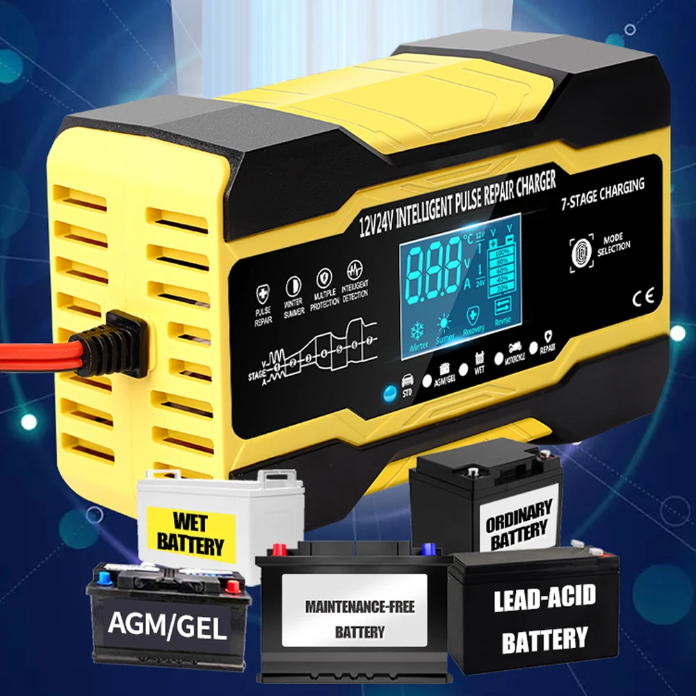 Автомобильное зарядное устройство 12 в 10 А 24 В 5 полностью автоматическое умное