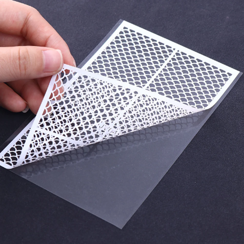 Клейкие сверхтонкие 3D Ногти винил для ногтей в клетку форме рыбьей чешуи