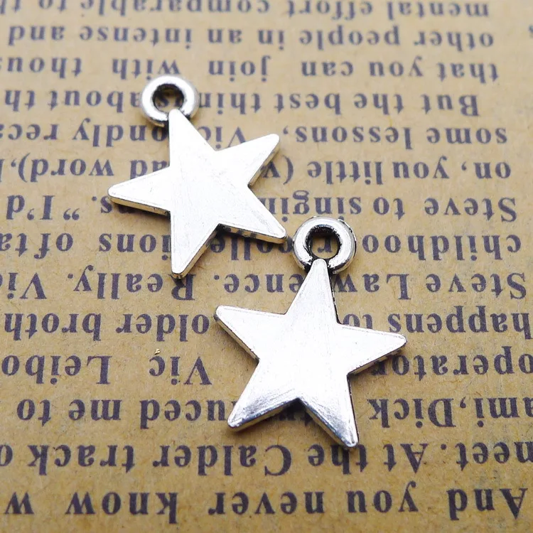 

Designer Charms For Bracelets Star Charms Antique Silver Color 13x15mm 20 Pieces