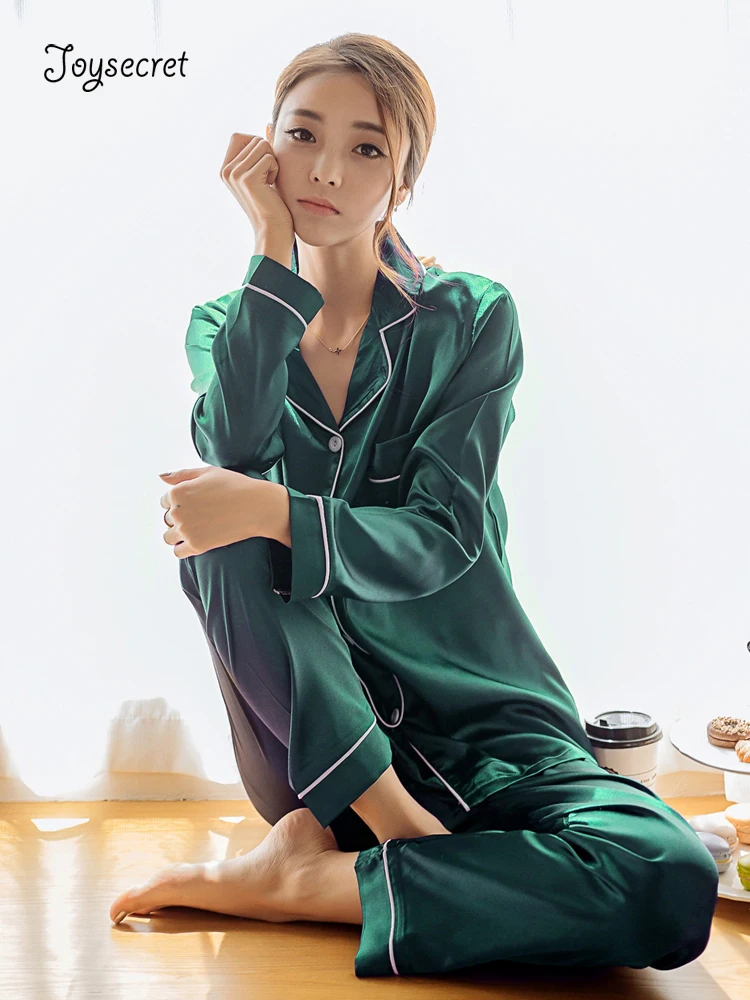 

Women Pajama Sets Long Sleeve Pijama Silk Satin Pyjamas Nightdress Pajamas Suit Homewear Sleepwear Plus Size