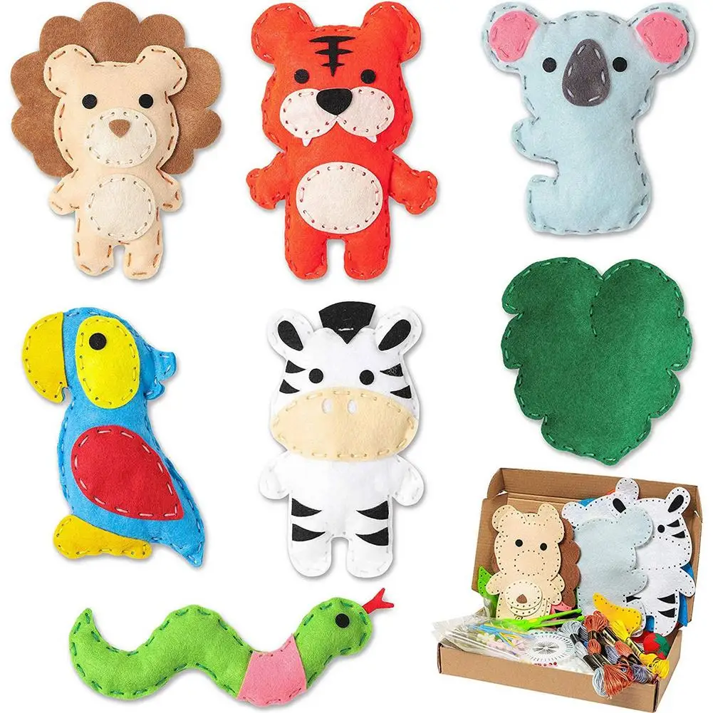 

Jungle Animals Felt Sewing Kit Fun DIY Handmade Toy Set Art Craft Gifts Kids Puzzle Educational Birthday Gifts For Girls Boys