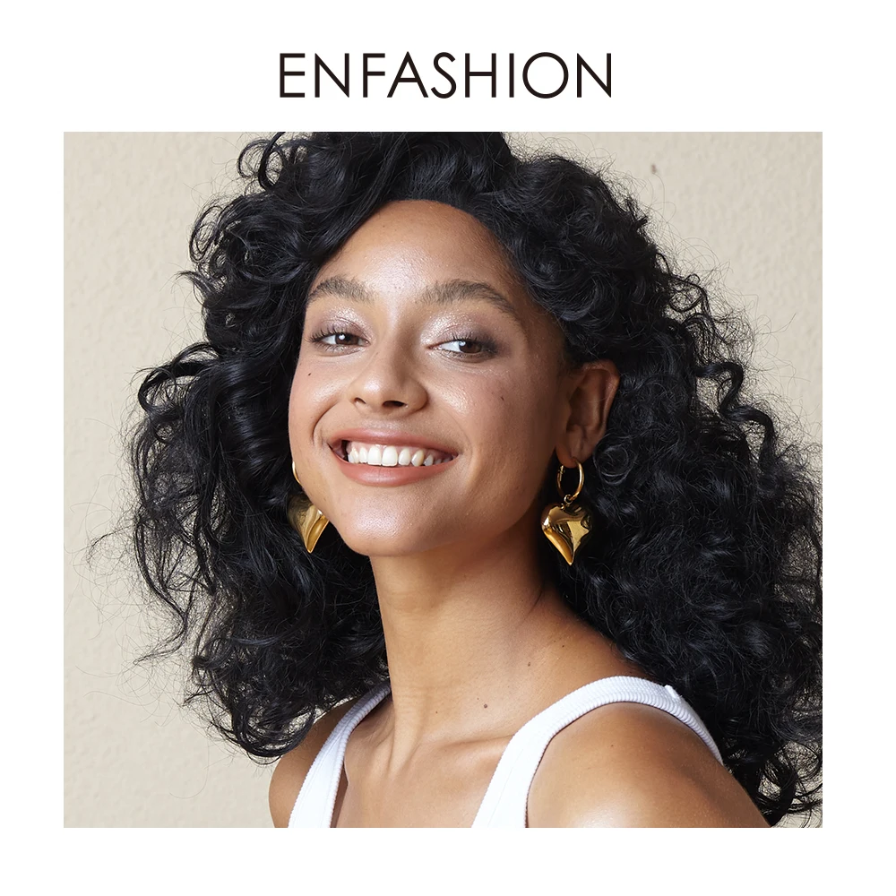 Женские серьги подвески с сердцем ENFASHION висячие из нержавеющей стали золотого