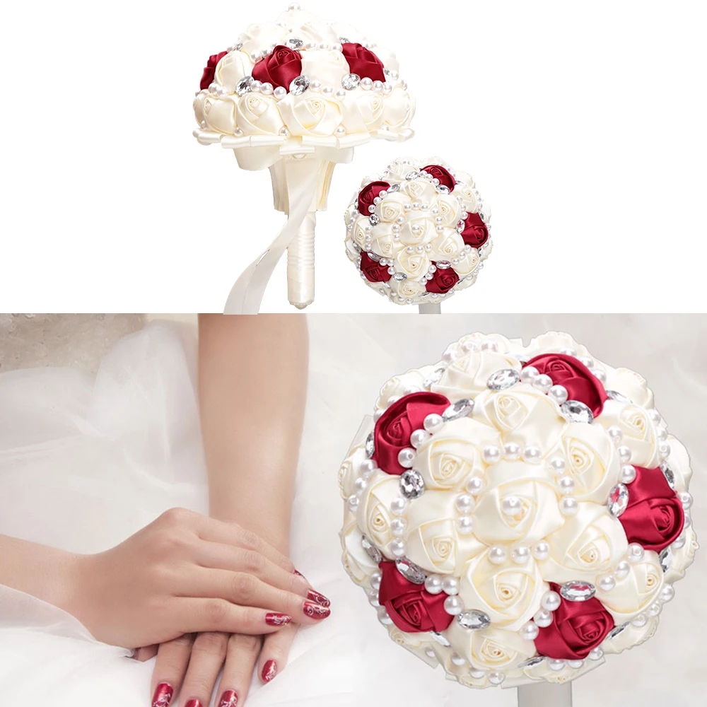 18 см Искусственный Свадебный цветок букет цвета слоновой кости белый + роза из