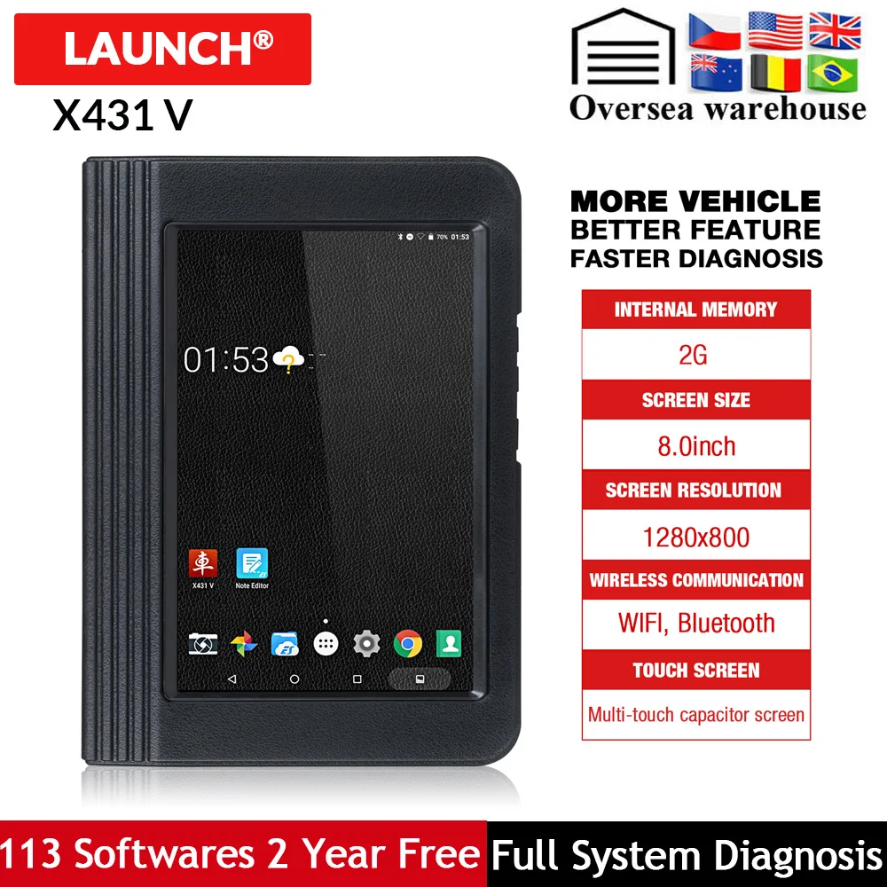 Launch X431 V 8 дюймов Автомобильный диагностический инструмент Поддержка WiFi/Bluetooth 2 года обновление бесплатно launch X 431 V PK PROS Мини инструмент
