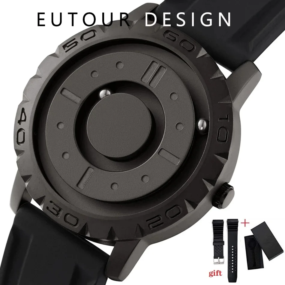 Fashion Eutour original brand new magnetic ball quartz watch blind touch men's watch fashion rubber strap erkek kol saati 2020