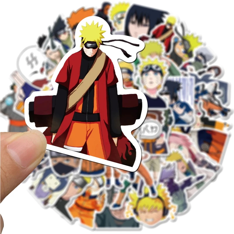 Paquete de pegatinas de dibujos animados de Naruto, pegatinas de Anime impermeables para monopat&iacute;n, guitarra, equipaje, port&aacute;til, bicicleta, pegatinas de juguete para ni&ntilde;os, 10/30/50 Uds.-2