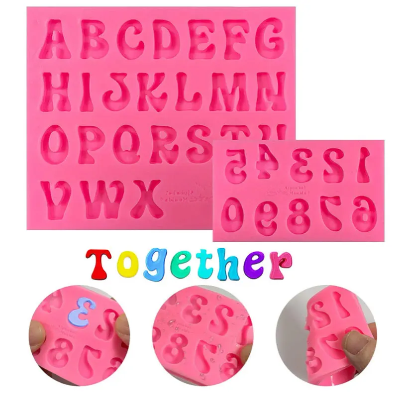 

Uppercase Lowercase Alphanumeric Silicone Mold DIY Fondant Birthday Cake Clay Arabic Numeral Chocolate Mold Kitchen Baking Tools
